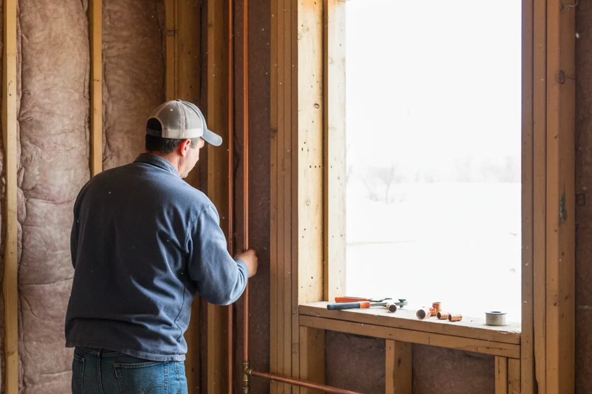 Licensed plumber running new copper supply lines in a Rainier home